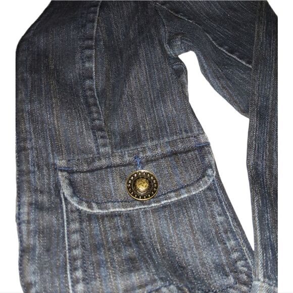 Live a Little Blue Denim Jean Jacket Ruffles Size Small - Picture 4 of 7